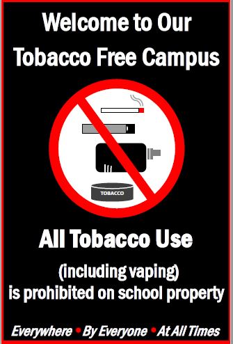 Tobacco-free campus sign